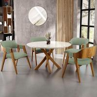 Mesa De Jantar Redonda Cora 120cm Off White M04 Com 04 Cadeiras Living Suran Bouclê Oliva - Lyam - 9
