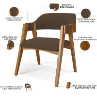 Mesa De Jantar Redonda Cora 120cm Off White M04 Com 04 Cadeiras Living Suran Suede Marrom - Lyam - 9