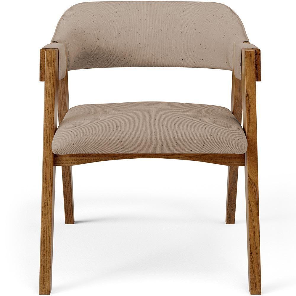 Mesa De Jantar Redonda Cora 120cm Off White M04 Com 04 Cadeiras Living Suran Linho Bege Escuro - Lyam - 6