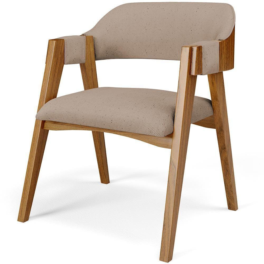 Mesa De Jantar Redonda Cora 120cm Off White M04 Com 04 Cadeiras Living Suran Linho Bege Escuro - Lyam - 7