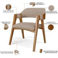 Mesa De Jantar Redonda Cora 120cm Off White M04 Com 04 Cadeiras Living Suran Linho Bege Escuro - Lyam - 5