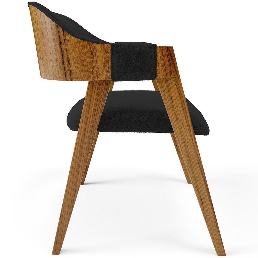 Kit 04 Cadeiras Para Sala De Jantar E Estar Living Estofada Suran L02 Bouclê Preto - Lyam - 2