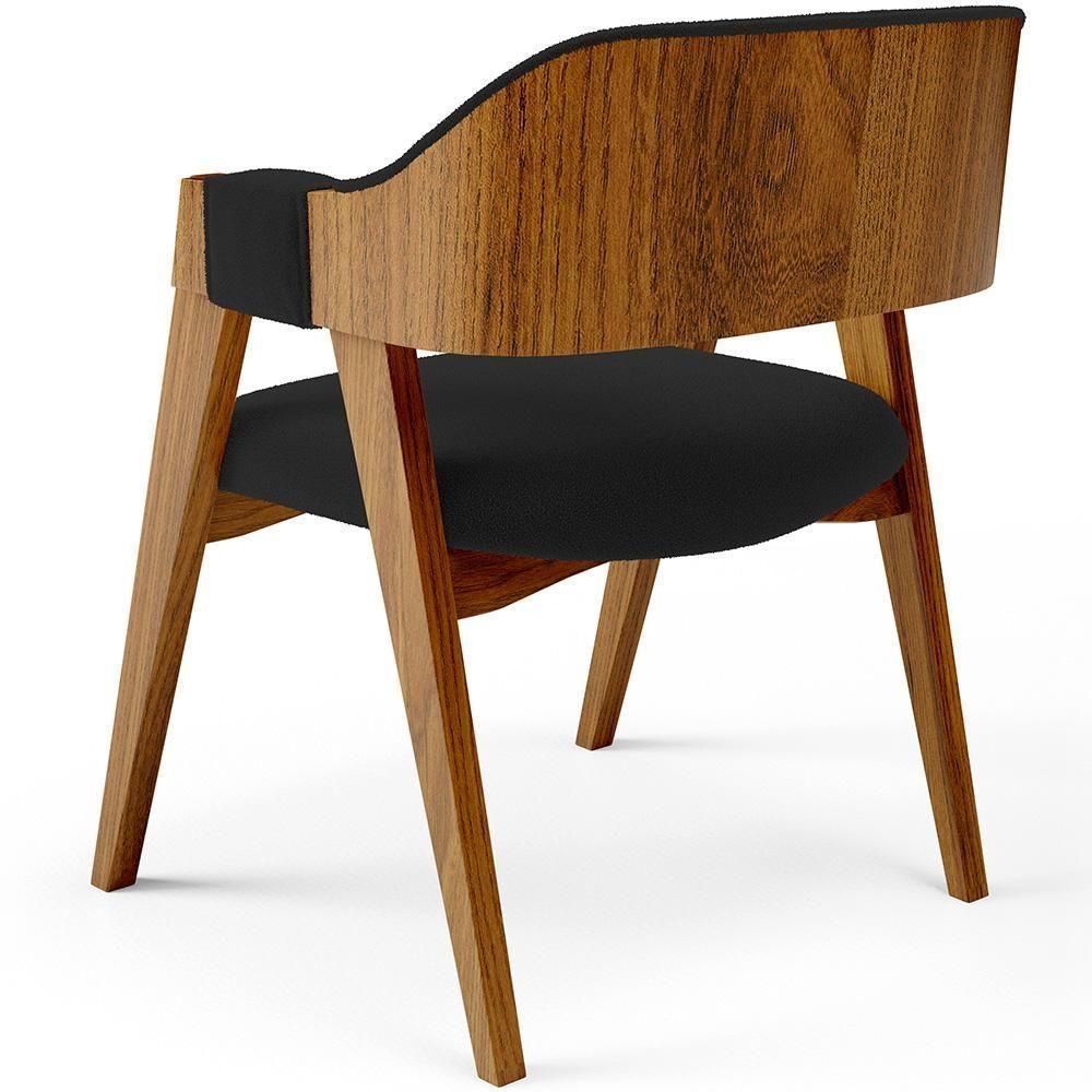 Kit 04 Cadeiras Para Sala De Jantar E Estar Living Estofada Suran L02 Bouclê Preto - Lyam - 5