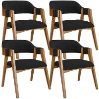 Kit 04 Cadeiras Para Sala De Jantar E Estar Living Estofada Suran L02 Bouclê Preto - Lyam - 1