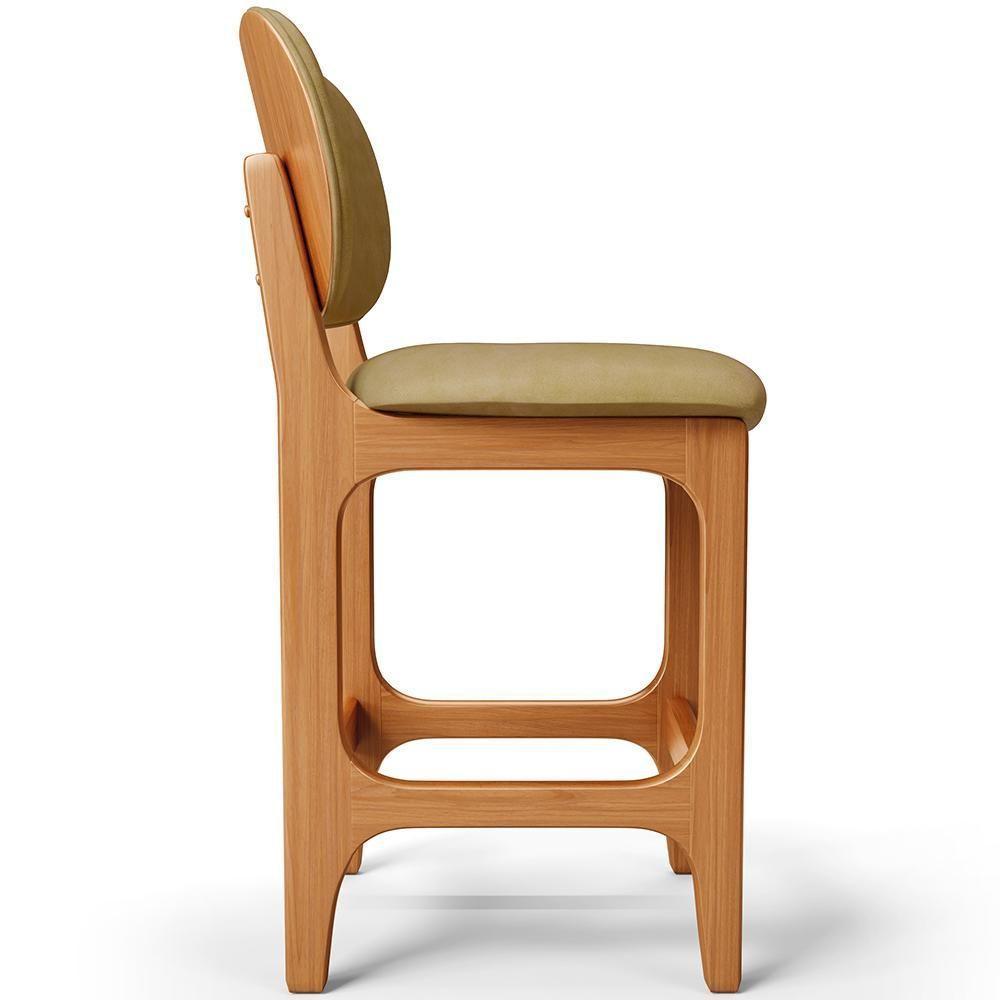 Kit 03 Banquetas Baixa Bar Cozinha E Sala De Jantar Fixa Betta L02 Imbuia Couríssimo Casco Fendi - Lyam Decor - 2