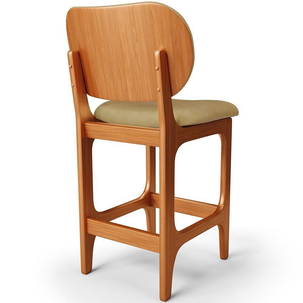 Kit 03 Banquetas Baixa Bar Cozinha E Sala De Jantar Fixa Betta L02 Imbuia Couríssimo Casco Fendi - Lyam Decor - 5