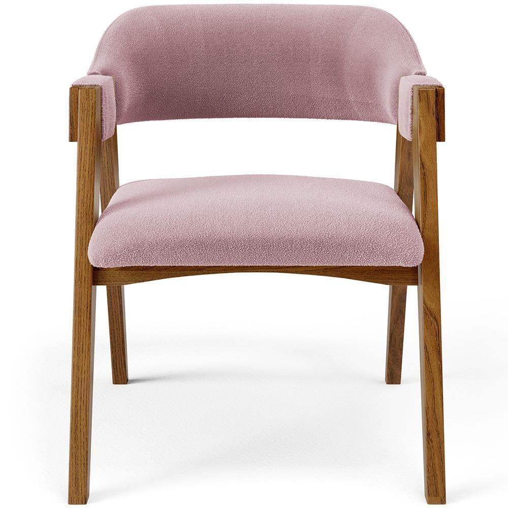 Mesa De Jantar Redonda Cora 120cm Off White M04 Com 04 Cadeiras Living Suran Bouclê Rosê - Lyam - 5