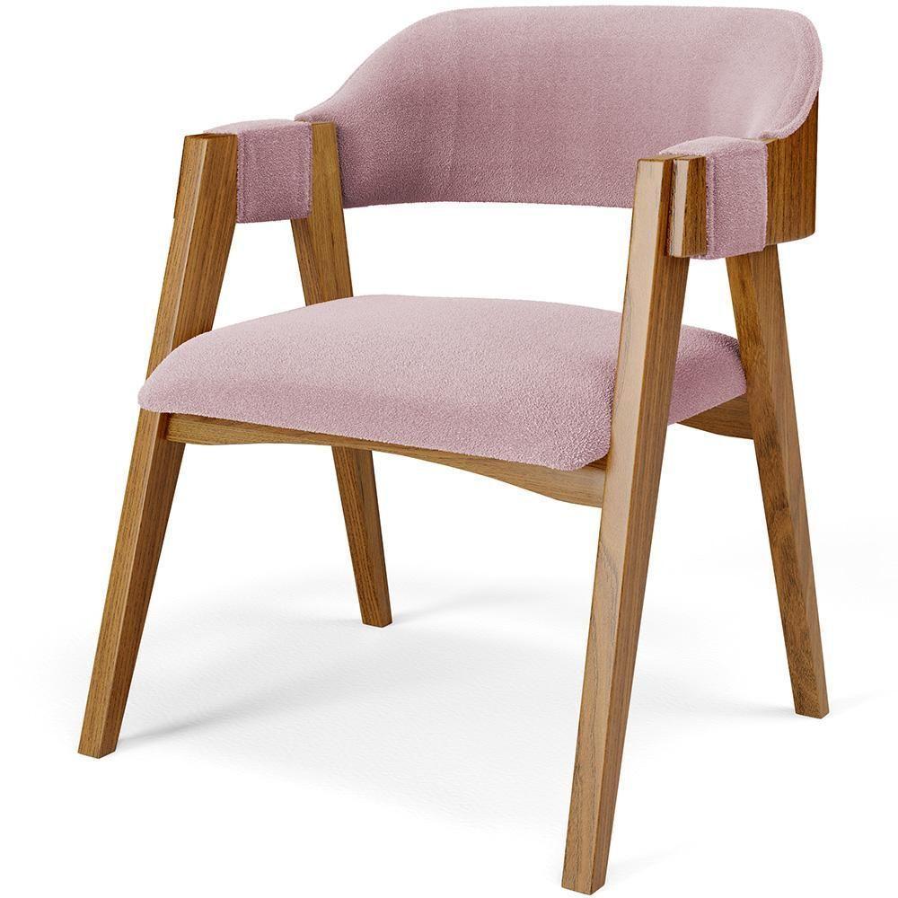 Mesa De Jantar Redonda Cora 120cm Off White M04 Com 04 Cadeiras Living Suran Bouclê Rosê - Lyam - 7