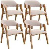 Kit 04 Cadeiras Para Sala De Jantar E Estar Living Estofada Suran L02 Suede Bege - Lyam - 1