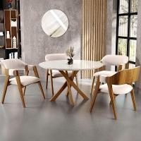 Kit 04 Cadeiras Para Sala De Jantar E Estar Living Estofada Suran L02 Suede Bege - Lyam - 7