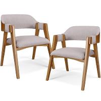 Kit 02 Cadeiras Para Sala De Jantar E Estar Living Estofada Suran L02 Linho Bege - Lyam - 1