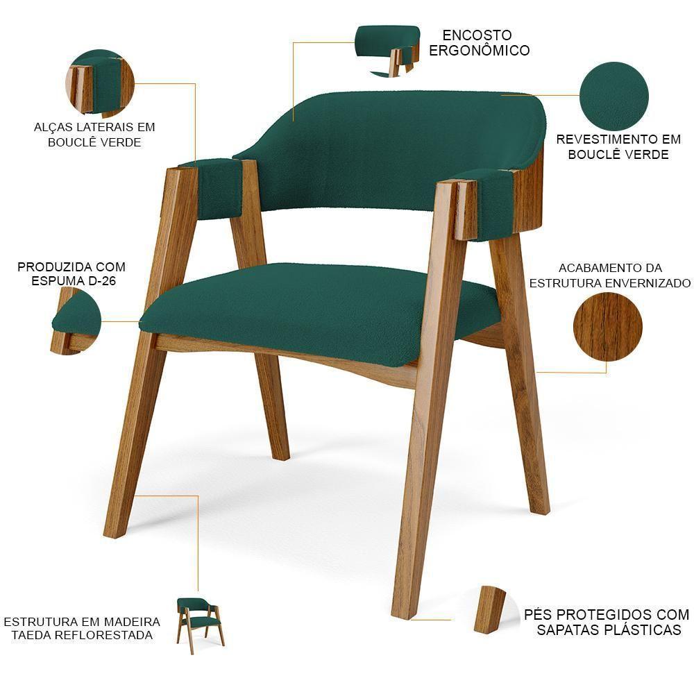 Mesa De Jantar Redonda Cora 120cm Off White M04 Com 04 Cadeiras Living Suran Bouclê Verde - Lyam - 5