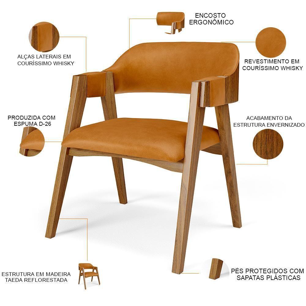 Mesa De Jantar Redonda Cora 120cm Off White M04 Com 04 Cadeiras Living Suran Couríssimo Whisky - Lyam - 5