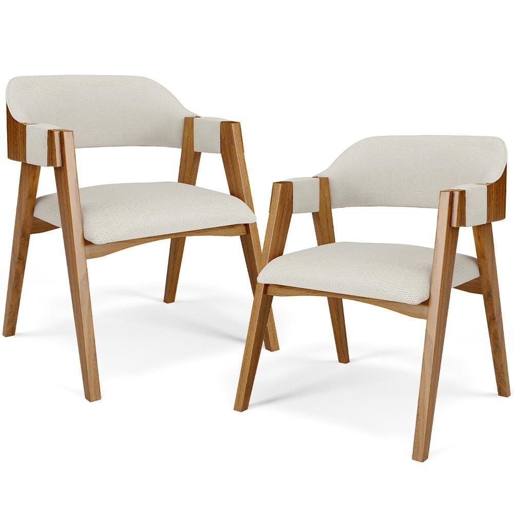 Kit 02 Cadeiras Para Sala De Jantar E Estar Living Estofada Suran L02 Linho Champagne - Lyam - 1