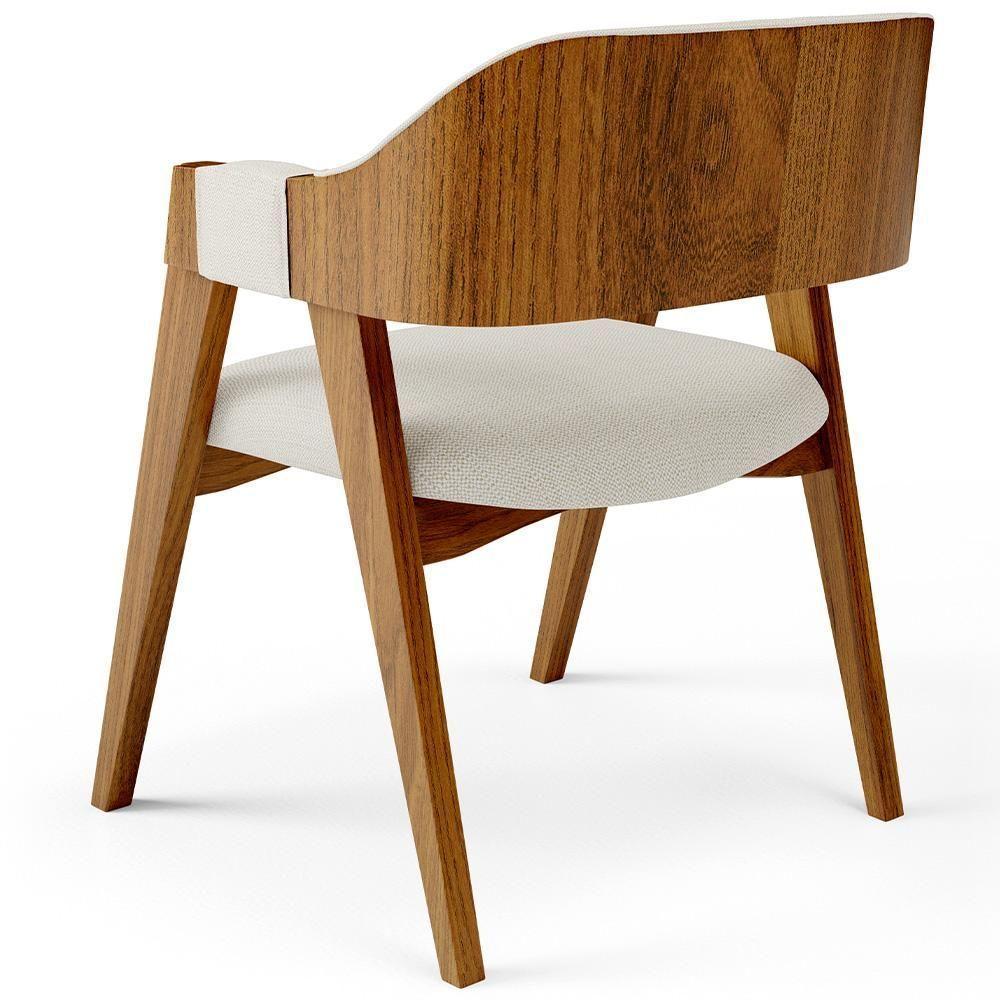 Kit 02 Cadeiras Para Sala De Jantar E Estar Living Estofada Suran L02 Linho Champagne - Lyam - 5