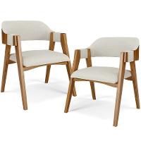 Kit 02 Cadeiras Para Sala De Jantar E Estar Living Estofada Suran L02 Linho Champagne - Lyam - 1