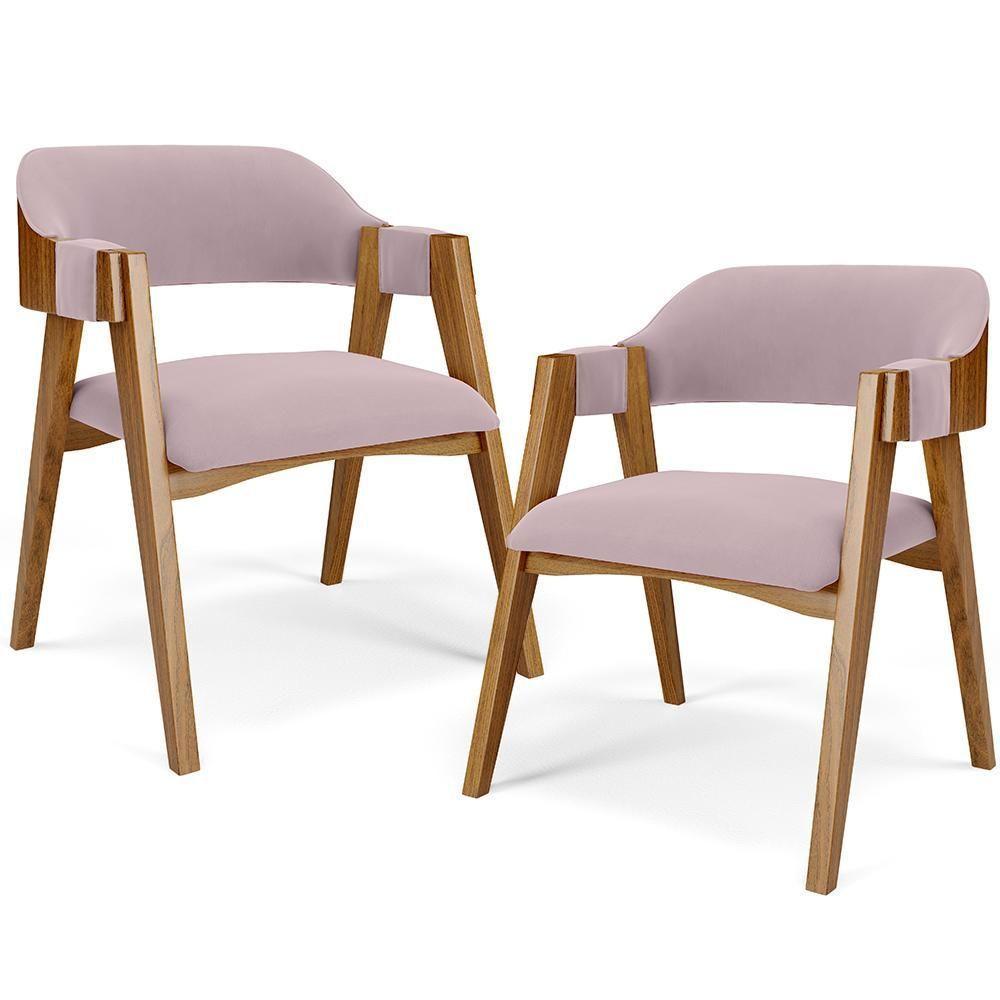 Kit 02 Cadeiras Para Sala De Jantar E Estar Living Estofada Suran L02 Suede Rosê - Lyam - 1