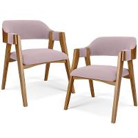 Kit 02 Cadeiras Para Sala De Jantar E Estar Living Estofada Suran L02 Suede Rosê - Lyam - 1