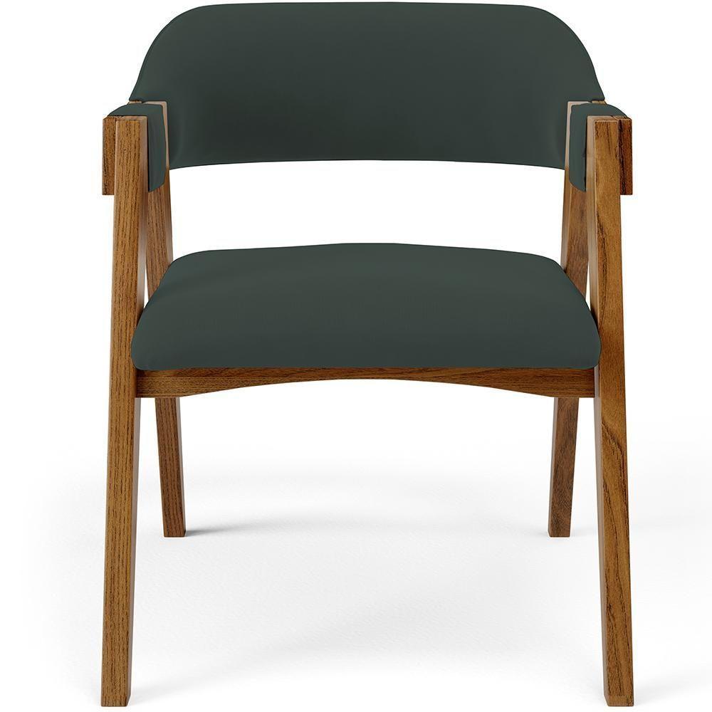 Kit 02 Cadeiras Para Sala De Jantar E Estar Living Estofada Suran L02 Suede Verde Musgo - Lyam - 2