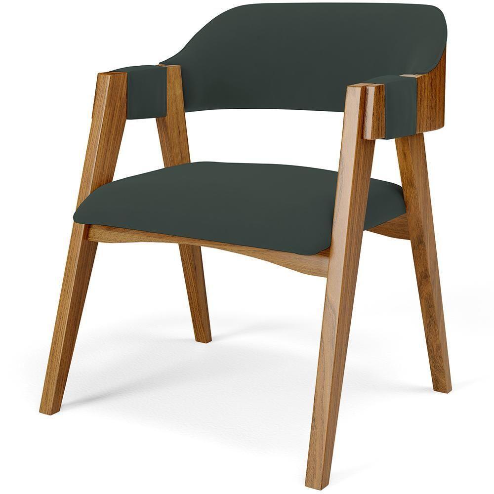 Kit 02 Cadeiras Para Sala De Jantar E Estar Living Estofada Suran L02 Suede Verde Musgo - Lyam - 5