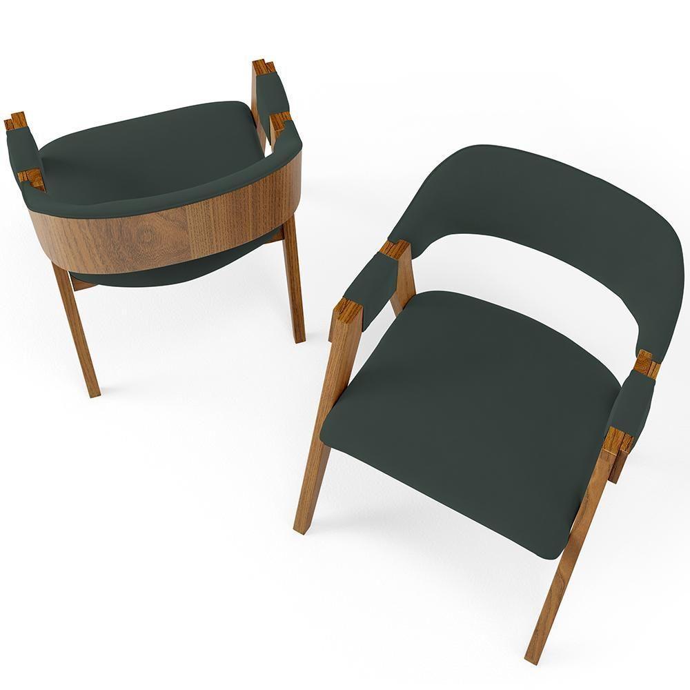 Kit 02 Cadeiras Para Sala De Jantar E Estar Living Estofada Suran L02 Suede Verde Musgo - Lyam - 8