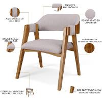 Mesa De Jantar Redonda Cora 120cm Off White M04 Com 04 Cadeiras Living Suran Linho Bege - Lyam - 5