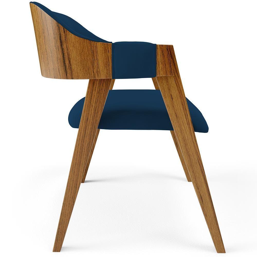 Kit 04 Cadeiras Para Sala De Jantar E Estar Living Estofada Suran L02 Suede Azul Marinho - Lyam - 2