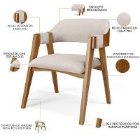 Mesa De Jantar Redonda Cora 120cm Off White M04 Com 04 Cadeiras Living Suran Linho Cru - Lyam - 5