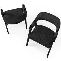 Kit 04 Cadeiras Para Sala De Jantar E Estar Living Estofada Suran L02 Preto Linho Chumbo - Lyam - 3