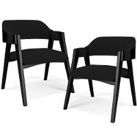 Kit 2 Cadeiras Sala De Jantar Estar Living Estofada Suran L02 Preto Suede Preto - Lyam Decor - 1