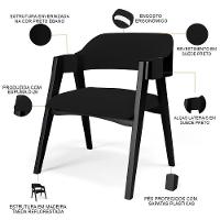 Kit 2 Cadeiras Sala De Jantar Estar Living Estofada Suran L02 Preto Suede Preto - Lyam Decor - 2