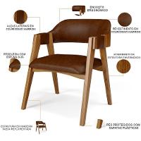 Mesa De Jantar Redonda Cora 120cm Off White M04 Com 04 Cadeiras Living Suran Couríssimo Marrom - Lyam - 5