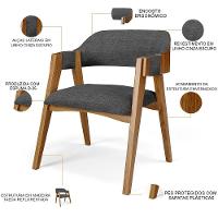 Mesa De Jantar Redonda Cora 120cm Off White M04 Com 04 Cadeiras Living Suran Linho Cinza Escuro - Lyam - 9