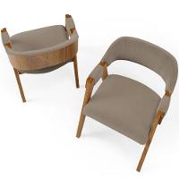 Kit 02 Cadeiras Para Sala De Jantar E Estar Living Estofada Suran L02 Bouclê Bege - Lyam - 3