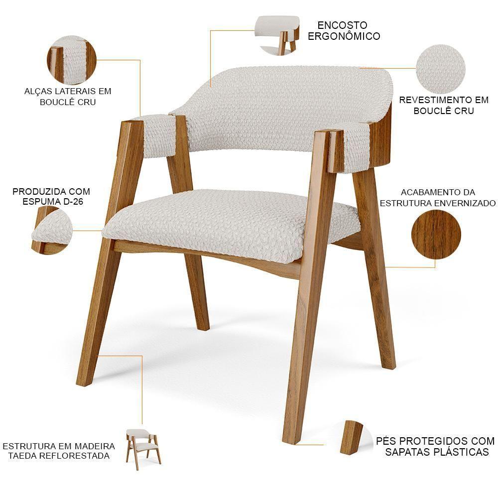 Mesa De Jantar Redonda Cora 120cm Off White M04 Com 04 Cadeiras Living Suran Bouclê Cru - Lyam - 8