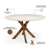 Mesa De Jantar Redonda Cora 120cm Off White M04 Com 04 Cadeiras Living Suran Bouclê Cru - Lyam - 7