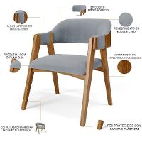 Mesa De Jantar Redonda Cora 120cm Off White M04 Com 04 Cadeiras Living Suran Bouclê Cinza - Lyam - 5