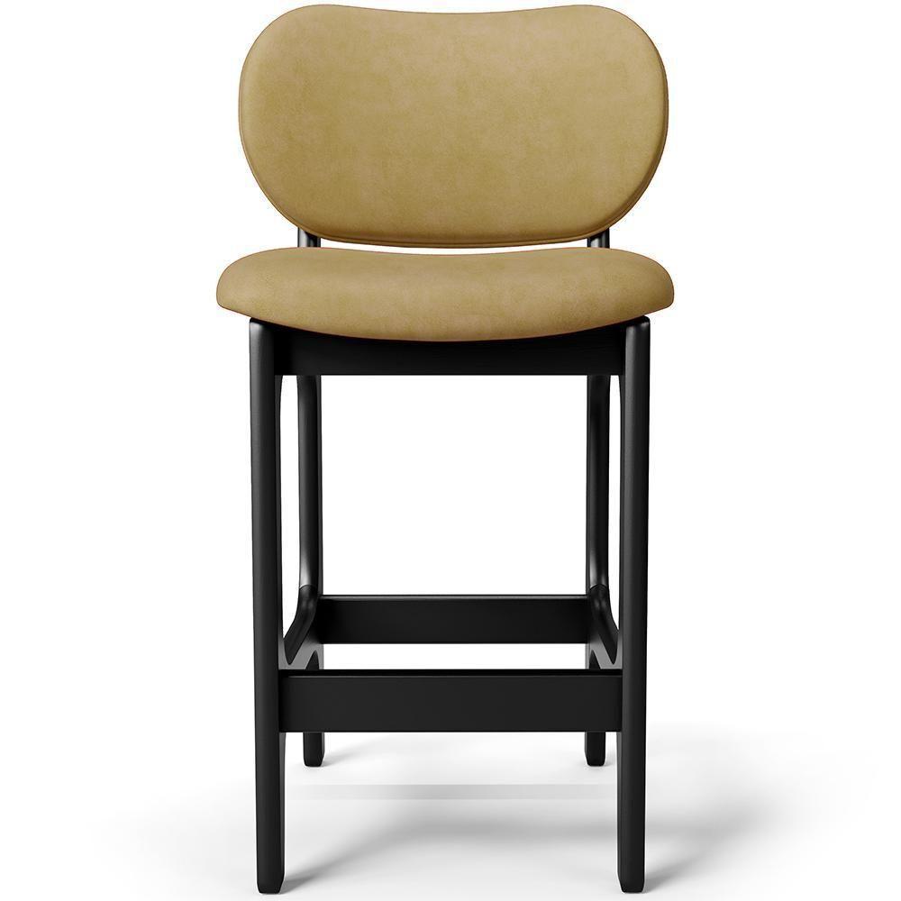 Kit 04 Banquetas Baixa Bar Cozinha E Sala De Jantar Fixa Betta L02 Preto Couríssimo Casco Fendi - Lyam Decor - 3