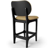 Kit 04 Banquetas Baixa Bar Cozinha E Sala De Jantar Fixa Betta L02 Preto Couríssimo Casco Fendi - Lyam Decor - 5