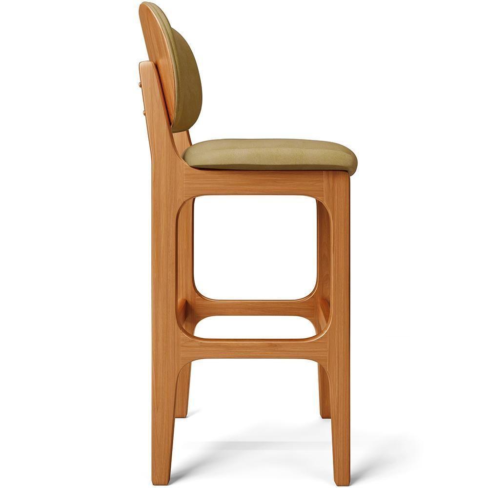 Kit 05 Banquetas Alta Para Cozinha Madeira Fixa Betta L02 Imbuia Couríssimo Fendi - Lyam Decor - 2