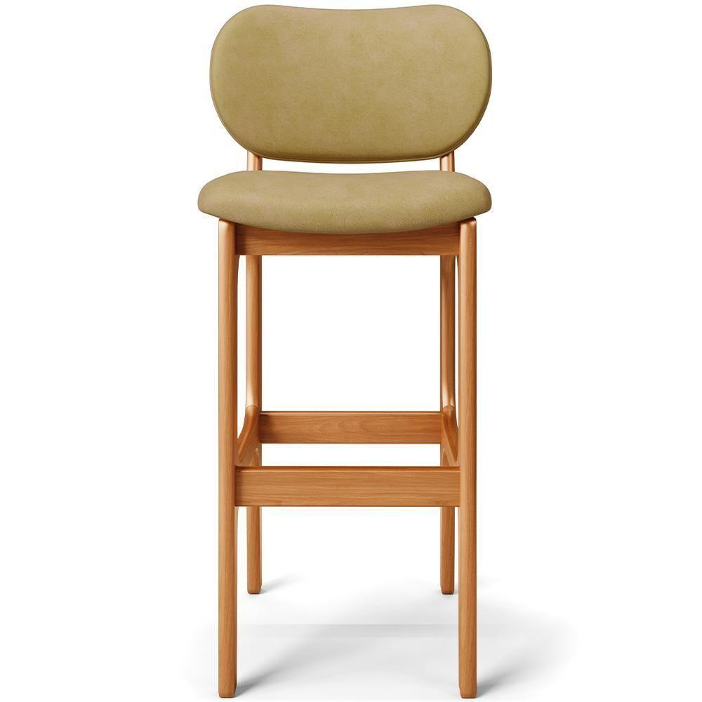 Kit 05 Banquetas Alta Para Cozinha Madeira Fixa Betta L02 Imbuia Couríssimo Fendi - Lyam Decor - 3