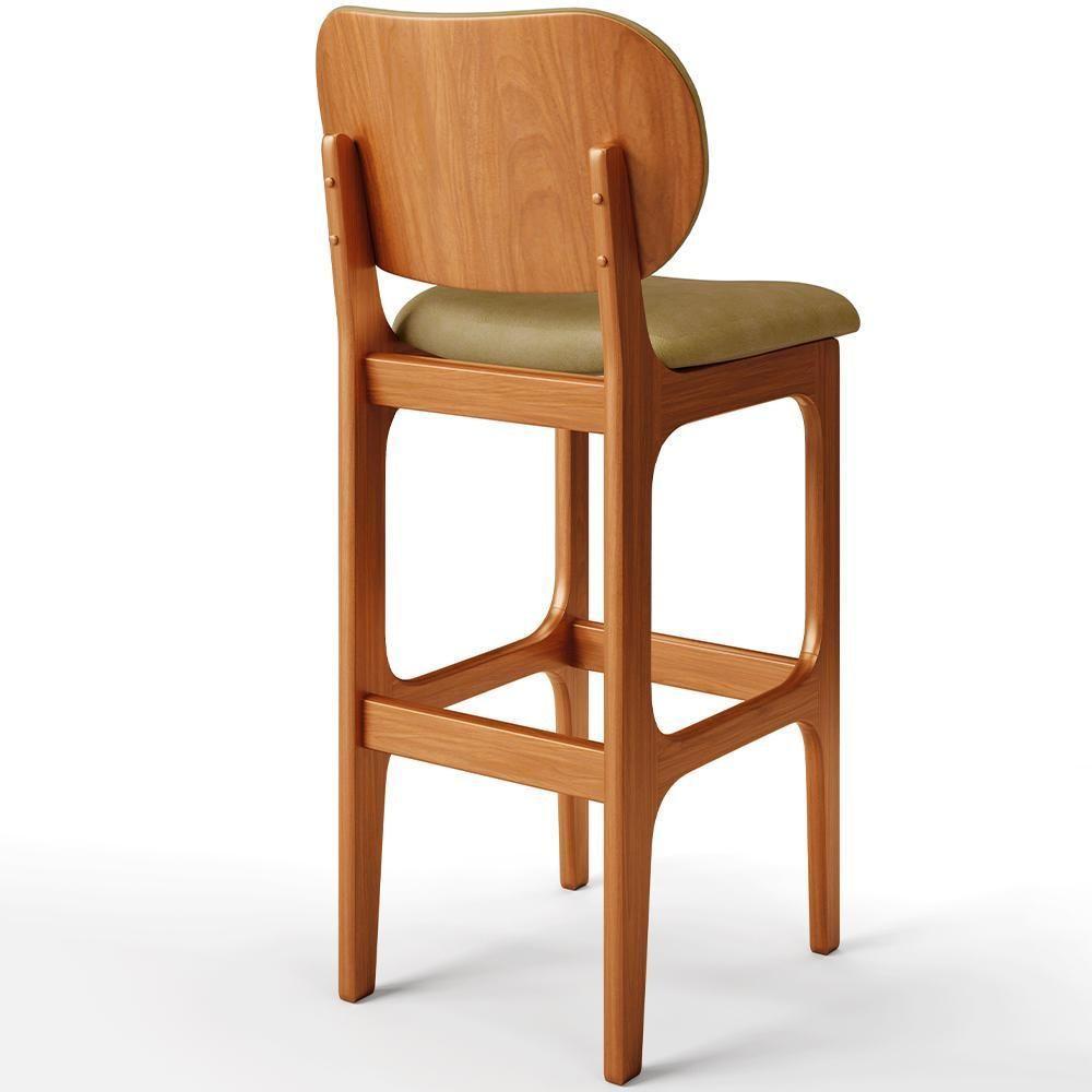 Kit 05 Banquetas Alta Para Cozinha Madeira Fixa Betta L02 Imbuia Couríssimo Fendi - Lyam Decor - 5