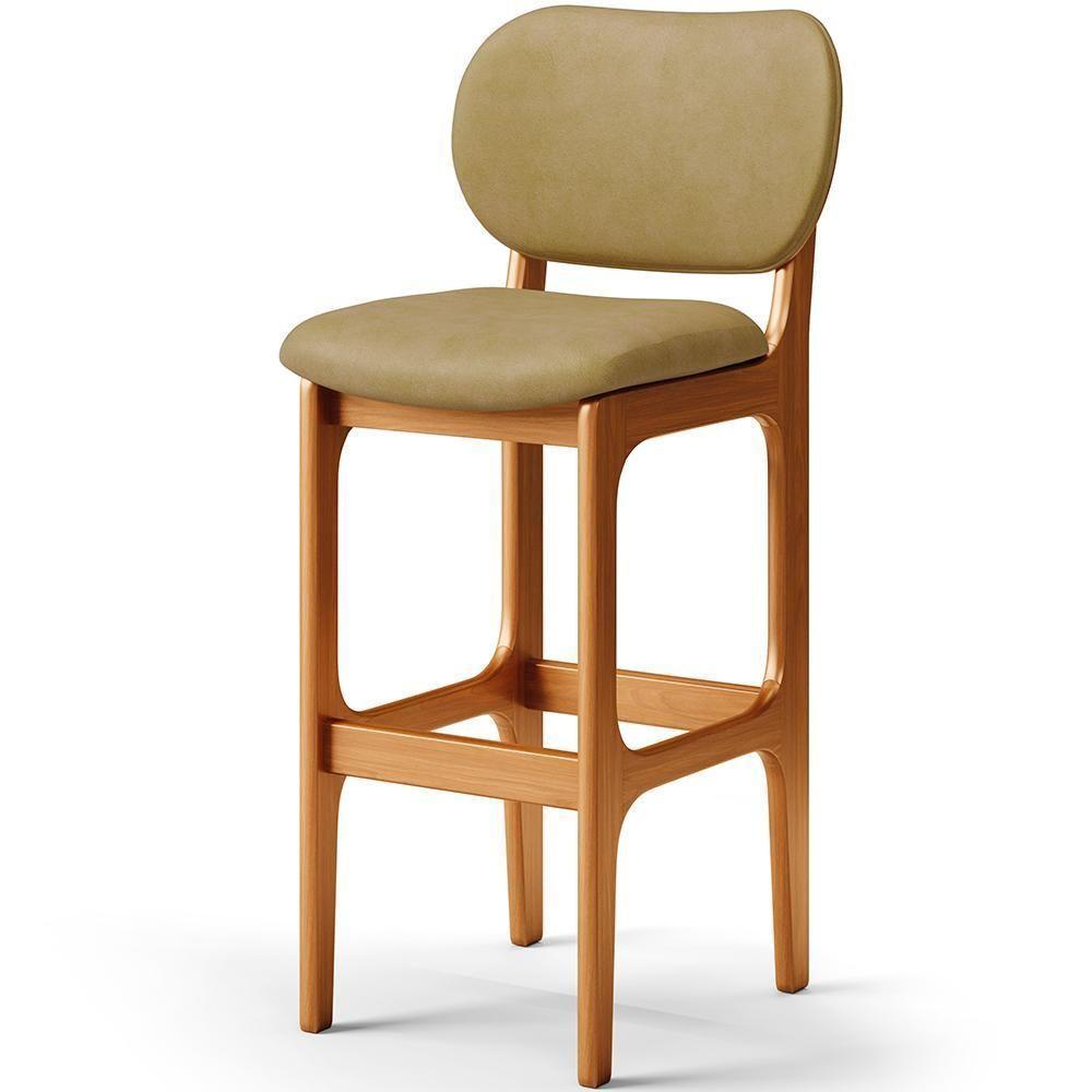 Kit 05 Banquetas Alta Para Cozinha Madeira Fixa Betta L02 Imbuia Couríssimo Fendi - Lyam Decor - 6