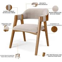 Mesa De Jantar Redonda Cora 120cm Off White M04 Com 04 Cadeiras Living Suran Bouclê Creme - Lyam - 5