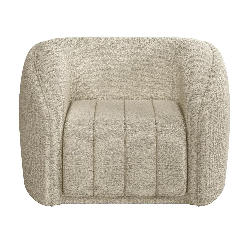 Kit Sofá 5 Lugares Para Sala De Estar 332 Cm Com 01 Poltrona Lazio M03 Bouclê Bege - Lyam Decor - 2