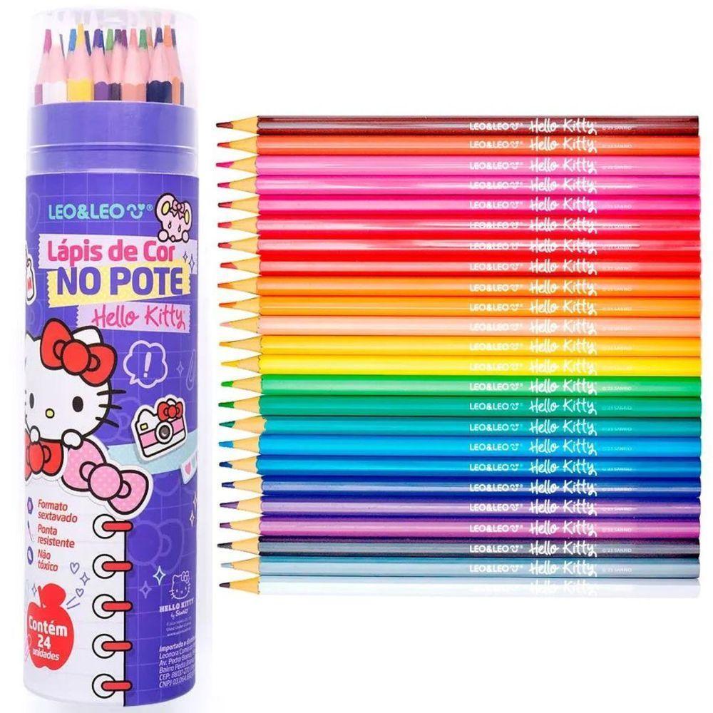 Lapis De Cor No Pote Hello Kitty - 24 Cores - Leo & Leo - 1
