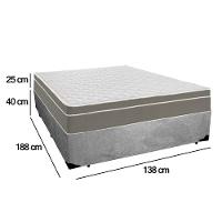 Cama Box Casal Suede + Colchão Sereneprime Molas Ensacadas 138x188x65 Cinza