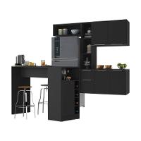 Armário De Cozinha Suspensa Com Bancada Americana Sofia Multimóveis Mp2198 Preto Preto - 1