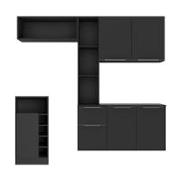 Armário De Cozinha Suspensa Com Bancada Americana Sofia Multimóveis Mp2198 Preto Preto - 2