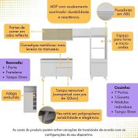 Armário De Cozinha Modulado Com Bancada Americana Multimóveis Mp2209 Branco Branco - 6